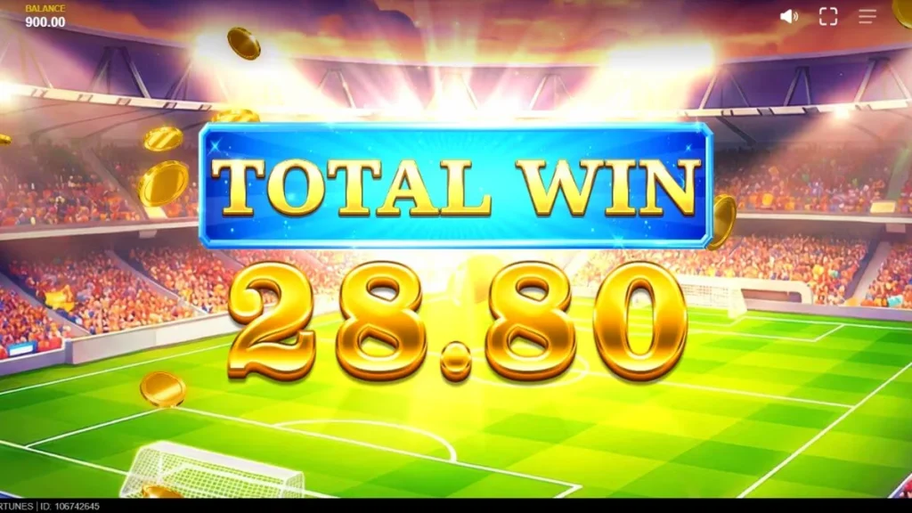 Interface do jogo de slot World Football Fortunes com temática de futebol